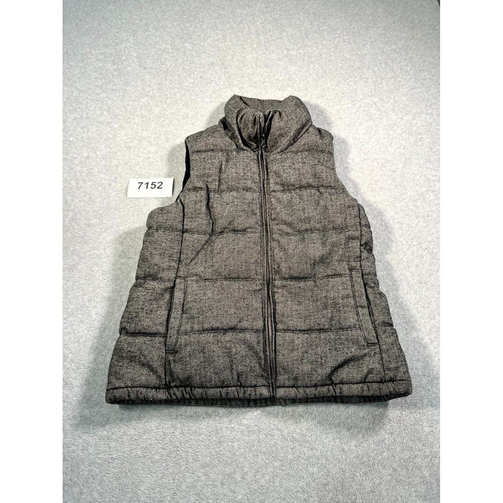Old Navy Puffer Vest Womens Large Gray Fleece Lined High Neck Full Zip Winter